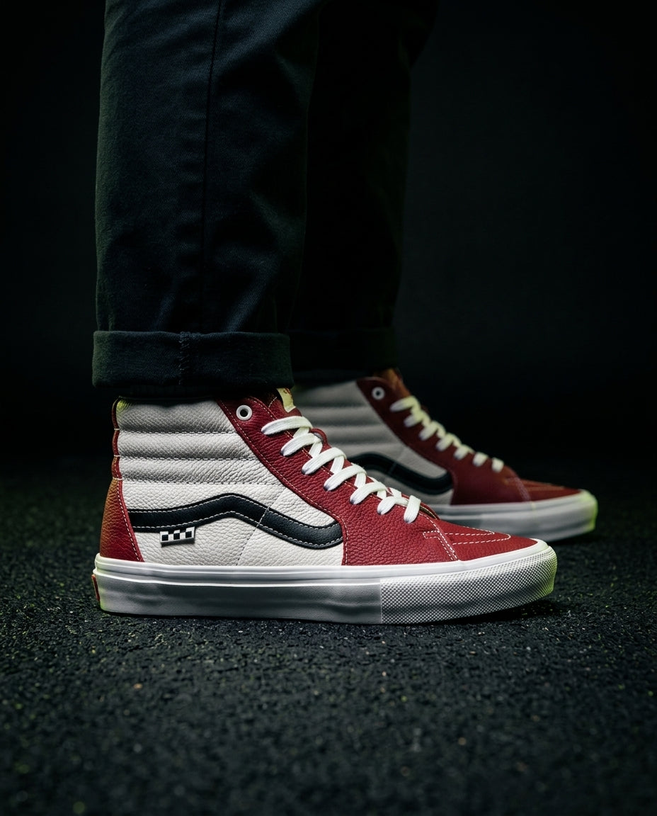 VNS Leather Panelled High-Top Skate Shoe