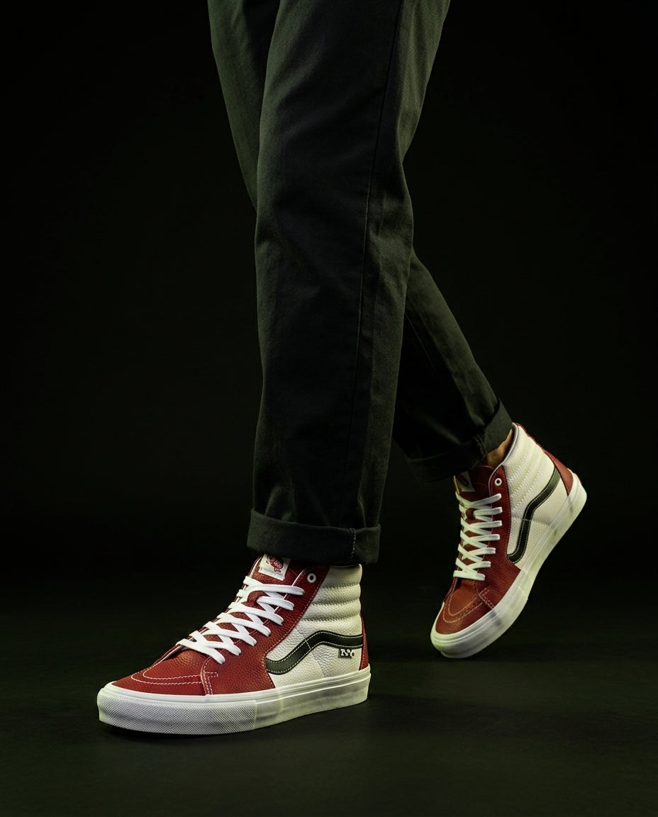 VNS Leather Panelled High-Top Skate Shoe