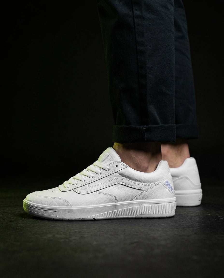 VNS Leather Pebbled Checker-Tab Trainer
