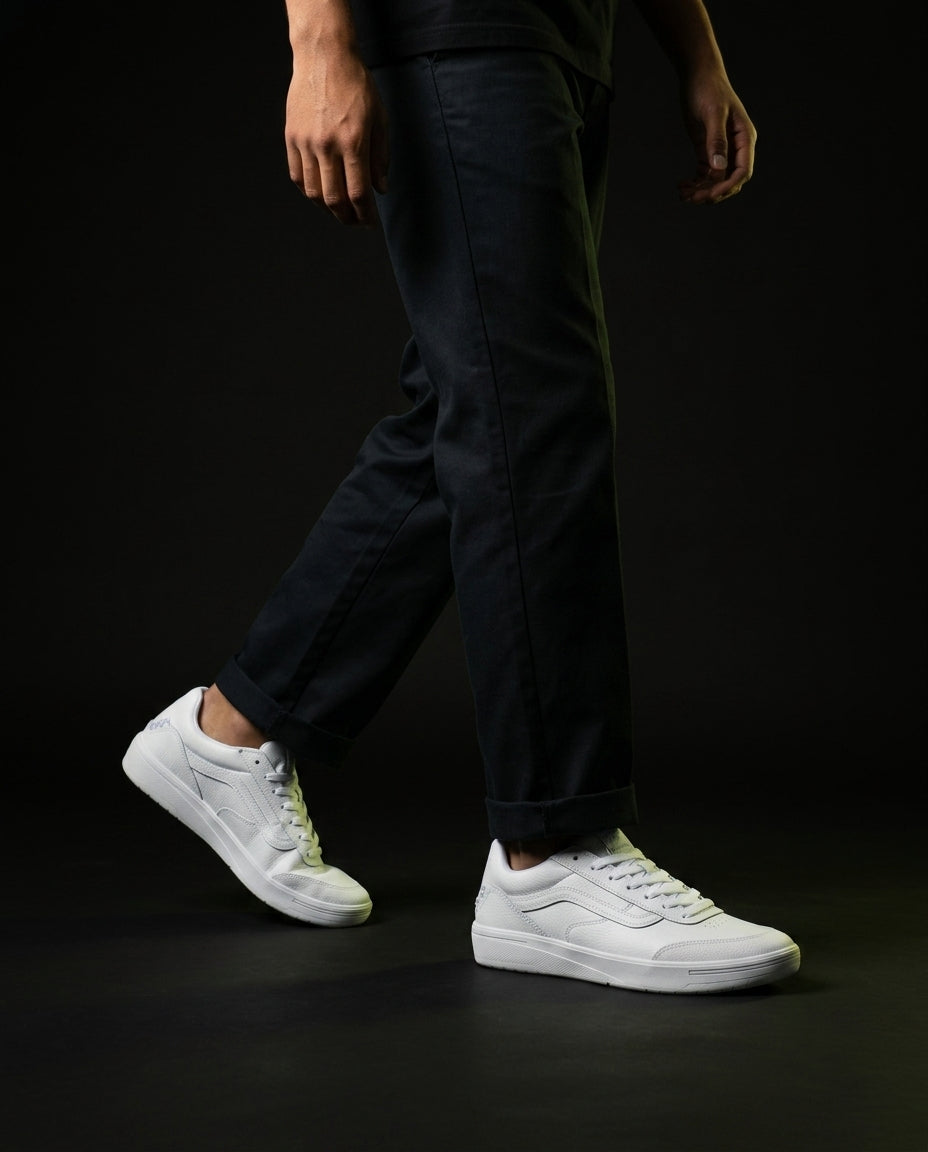 VNS Leather Pebbled Checker-Tab Trainer