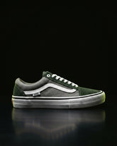 VNS Suede Canvas Vulcanised Skate Trainer Green Grey White