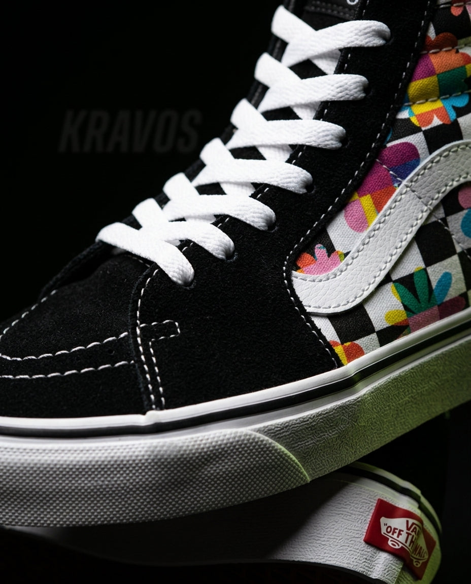 VNS Suede Panelled High-Top Skate Shoe Black White Multicolor