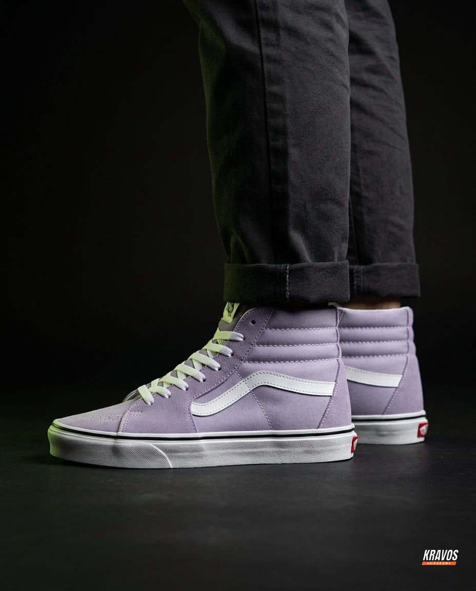 VNS Suede Panelled High-Top Skate Shoe Lavender White