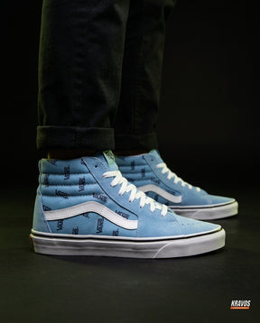 VNS Suede Panelled High-Top Skate Shoe Light Blue White