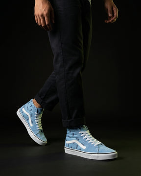 VNS Suede Panelled High-Top Skate Shoe Light Blue White