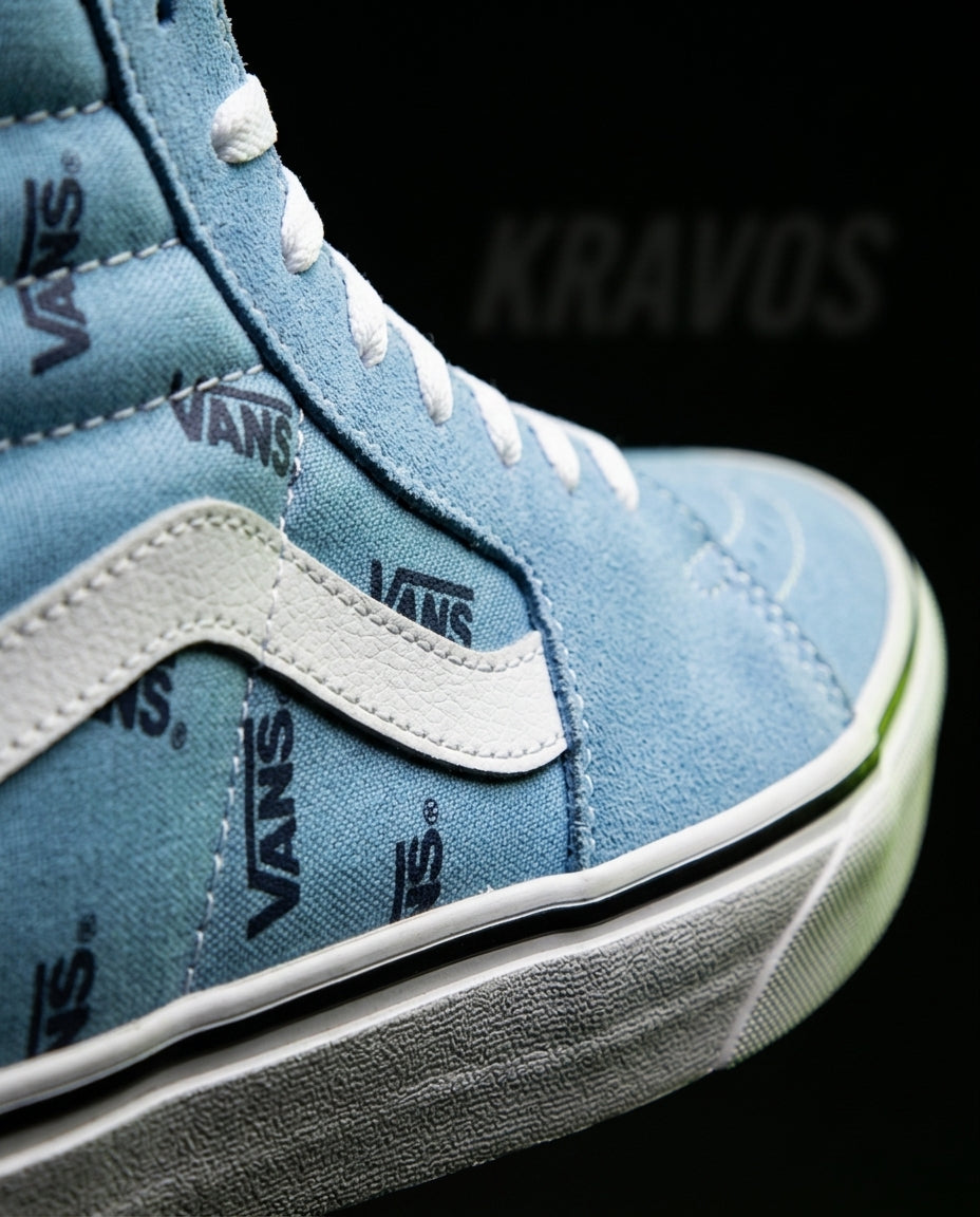 VNS Suede Panelled High-Top Skate Shoe Light Blue White