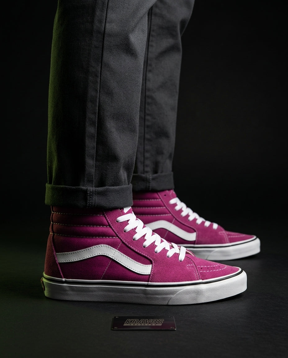 VNS Suede Panelled High-Top Skate Shoe Magenta White