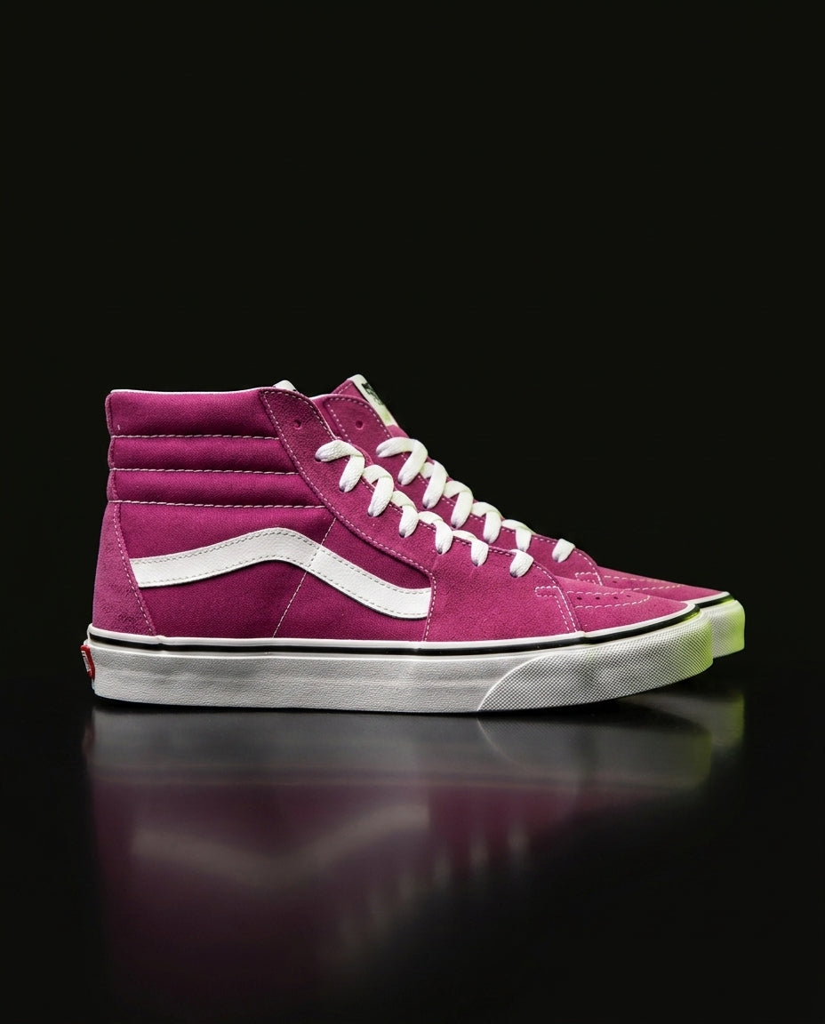 VNS Suede Panelled High-Top Skate Shoe Magenta White