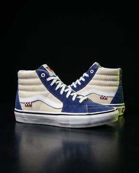 VNS Suede Panelled High-Top Skate Shoe Navy Cream White