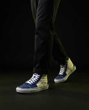 VNS Suede Panelled High-Top Skate Shoe Navy Cream White