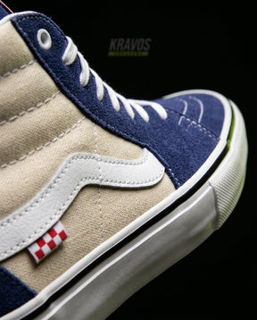 VNS Suede Panelled High-Top Skate Shoe Navy Cream White