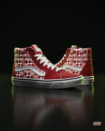 VNS Suede Panelled High-Top Skate Shoe Red White