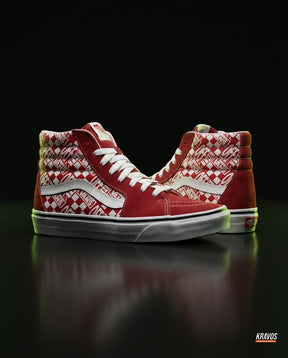 VNS Suede Panelled High-Top Skate Shoe Red White