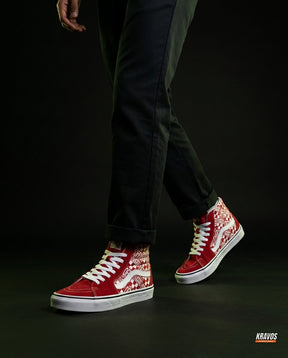 VNS Suede Panelled High-Top Skate Shoe Red White