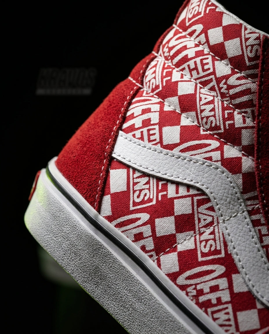 VNS Suede Panelled High-Top Skate Shoe Red White