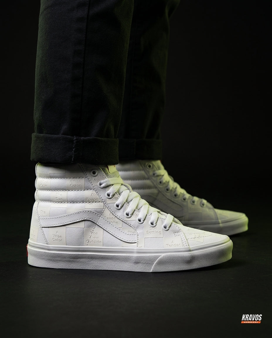 VNS Suede Panelled High-Top Skate Shoe Triple White