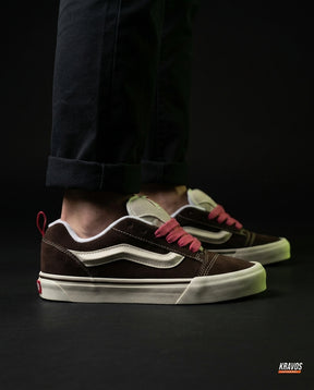 VNS Suede Panelled Skate Trainer Brown Cream Pink