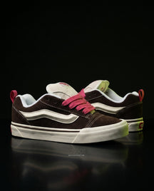 VNS Suede Panelled Skate Trainer Brown Cream Pink