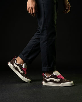 VNS Suede Panelled Skate Trainer Brown Cream Pink