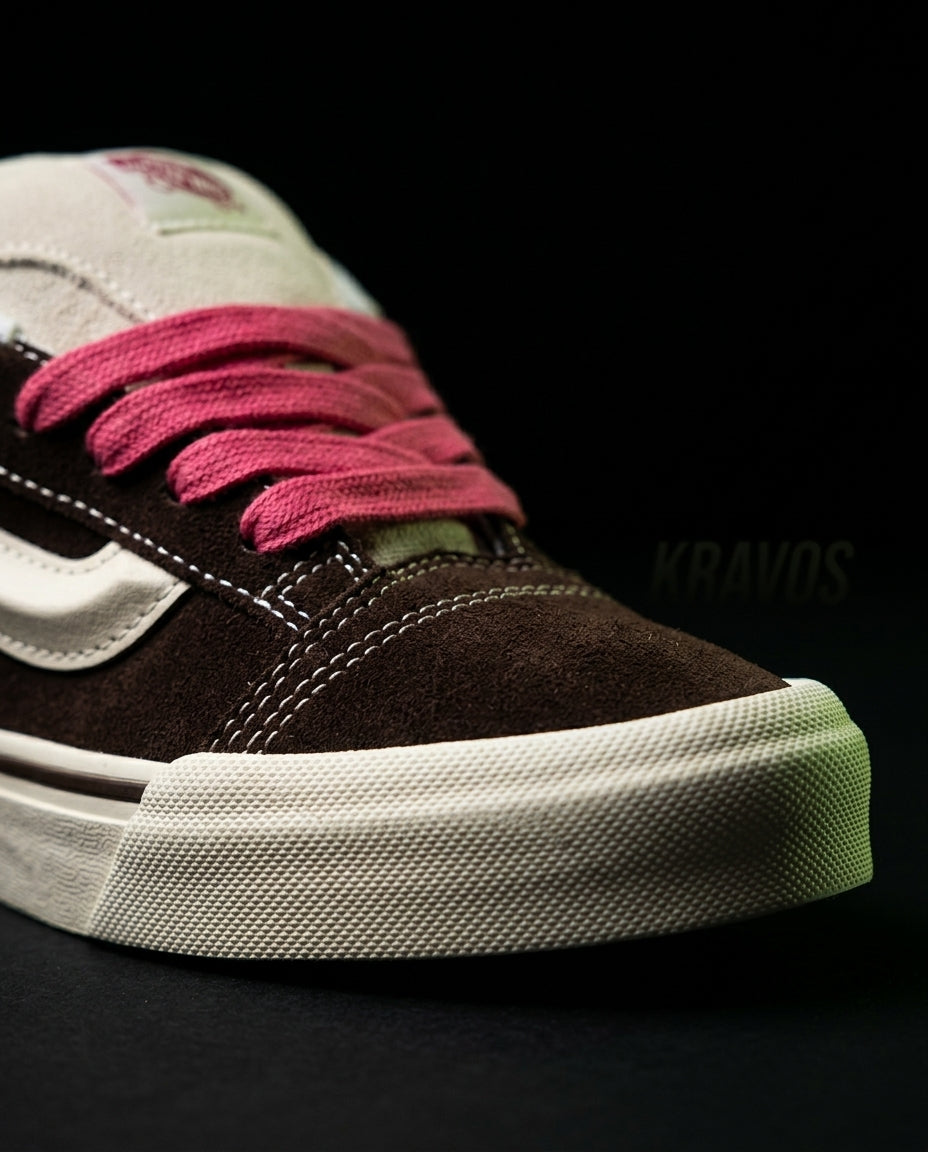VNS Suede Panelled Skate Trainer Brown Cream Pink