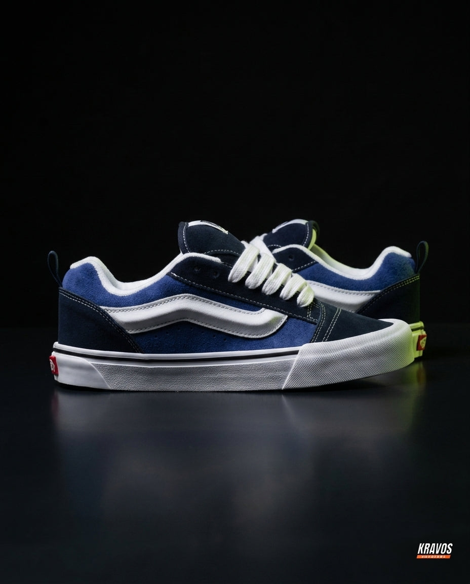 VNS Suede Panelled Skate Trainer Navy Blue White