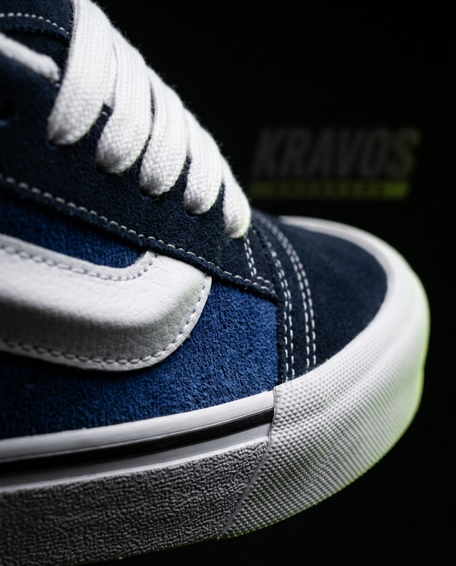 VNS Suede Panelled Skate Trainer Navy Blue White