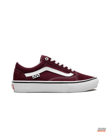 VNS Suede Wavy-Stripe Skate Low Burgundy White #burgundywhite