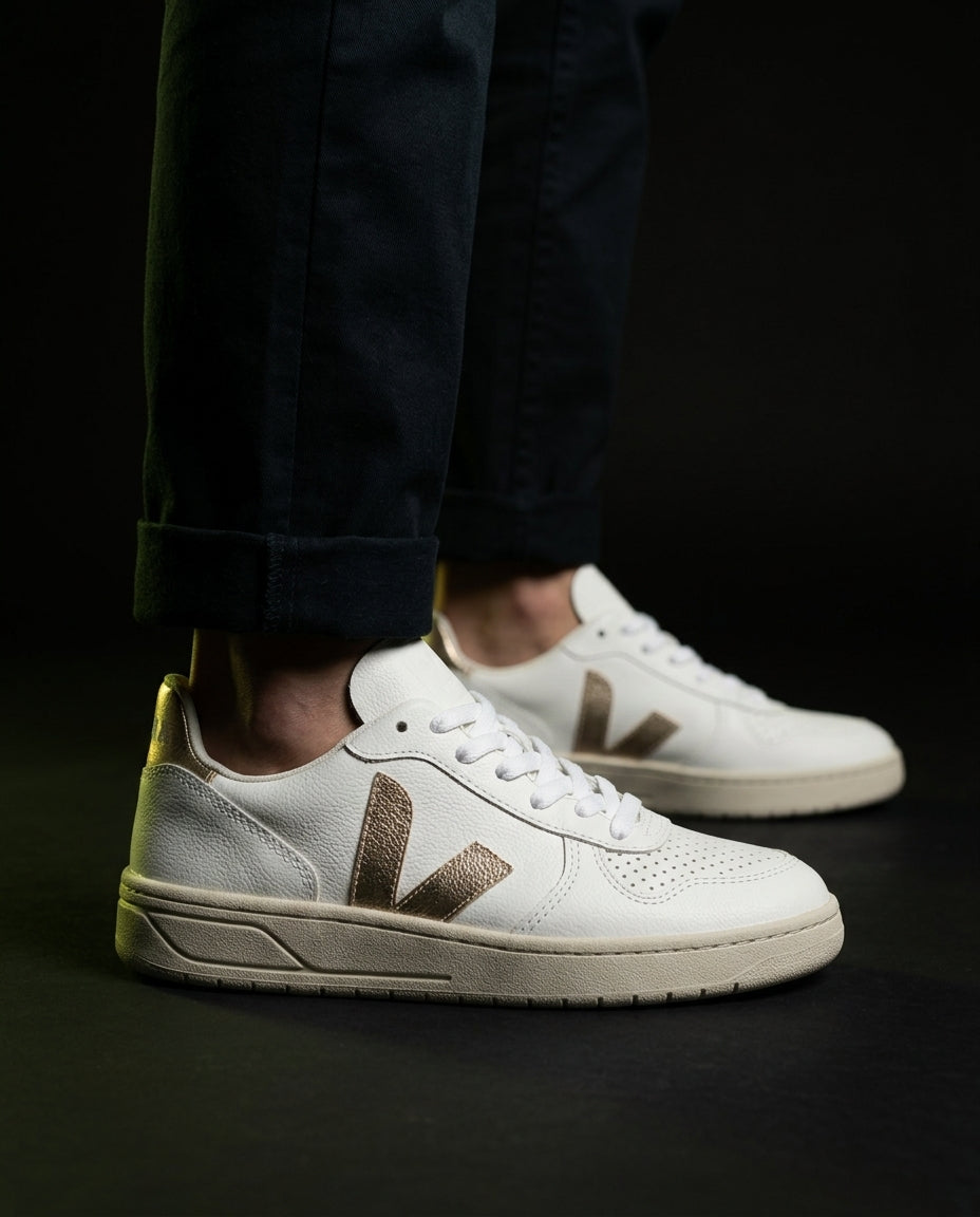 VRT Leather Metallic-Logo Court Trainer