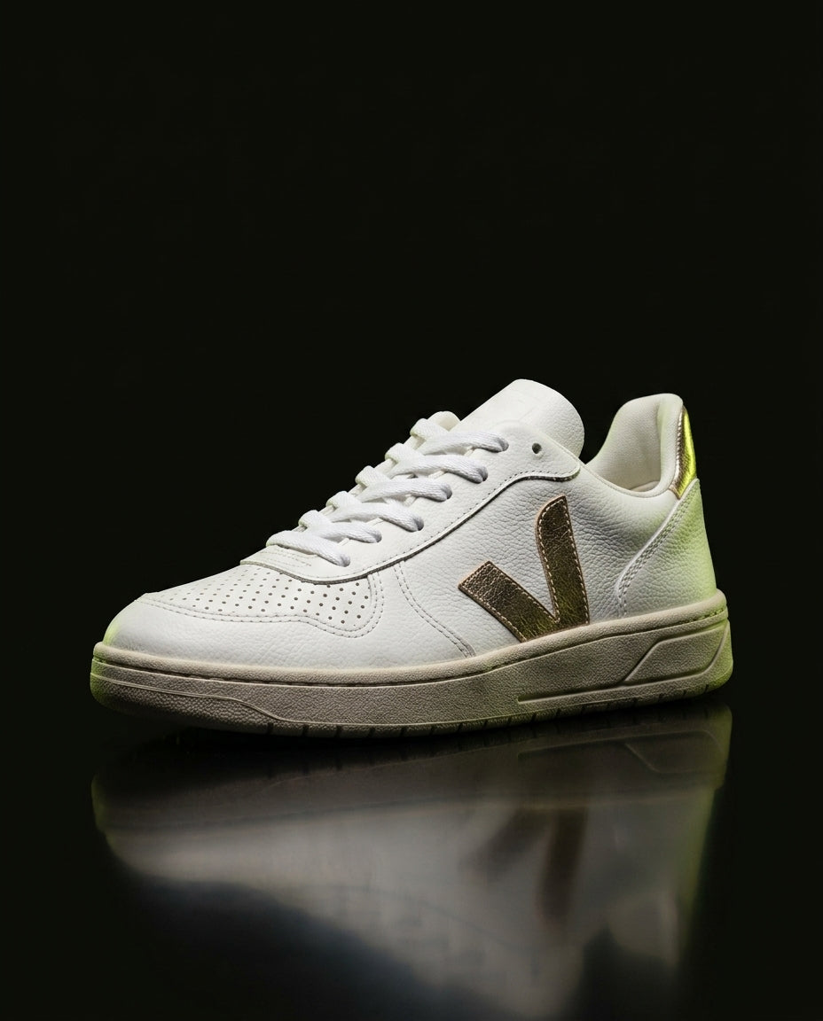 VRT Leather Metallic-Logo Court Trainer
