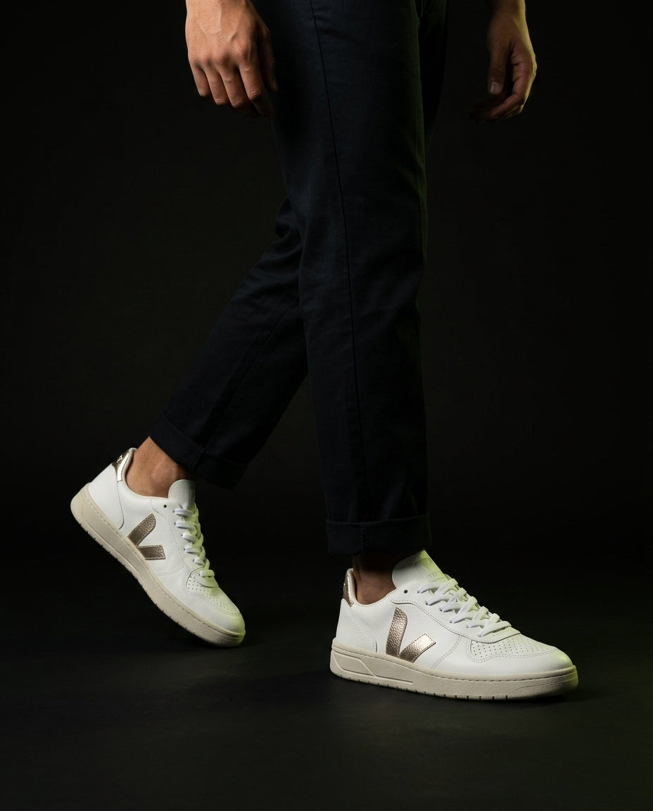 VRT Leather Metallic-Logo Court Trainer