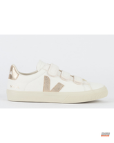 VRT Leather Triple-Strap Court Trainer White Gold #whitegold