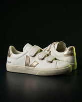 VRT Leather Triple-Strap Court Trainer White Gold