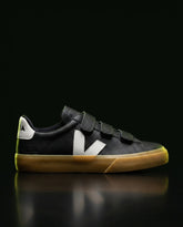 VRT Leather Velcro-Strap Court Trainer Black White Gum