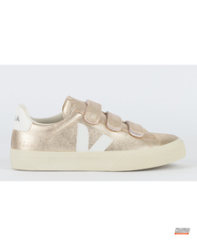 VRT Leather Velcro-Strap Court Trainer Gold White #goldwhite