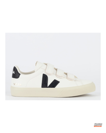 VRT Leather Velcro-Strap Court Trainer White Black #whiteblack