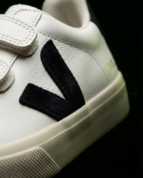 VRT Leather Velcro-Strap Court Trainer White Black